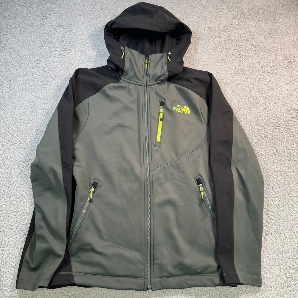 The North Face Mens Apex Softshell Hooded Jacket Green Black Medium 11141
